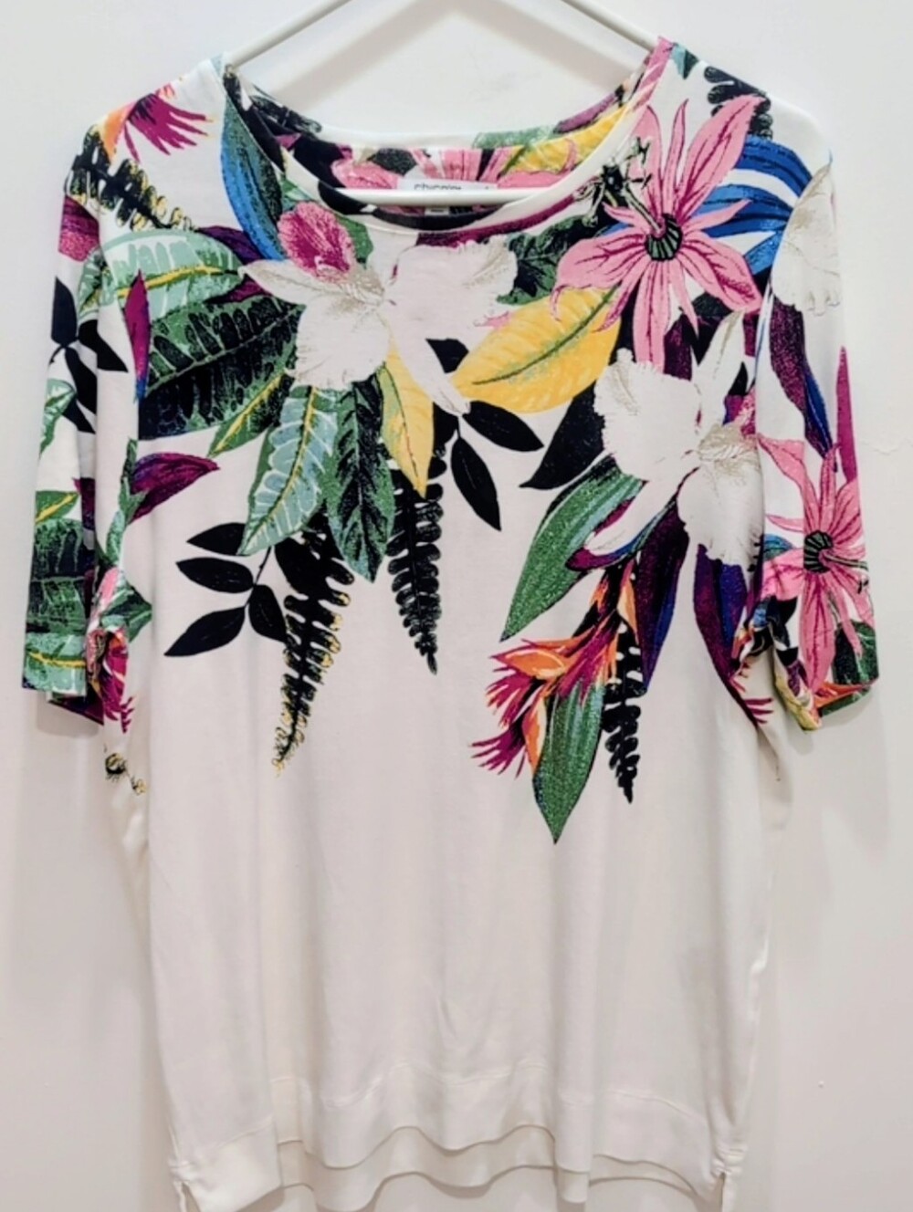CHICO'S Floral Crewneck T-shirt Sz 4